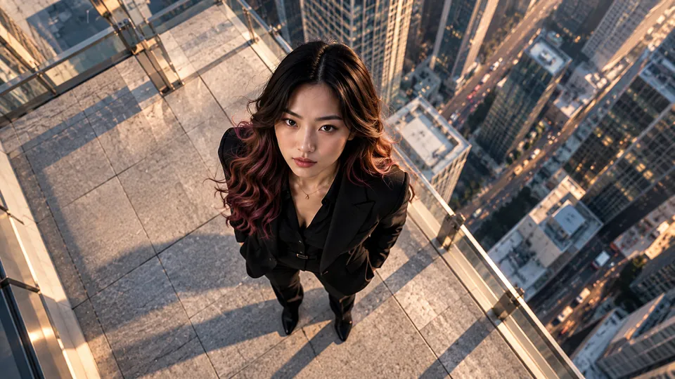 High Angle: Camera above the subject, looking down.